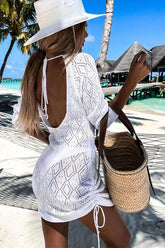 Minivestido fruncido de punto sin espalda